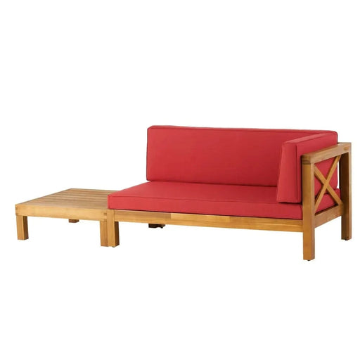 BRAVA X-BACK CORNER BENCH-R WITH COFFEE TABLE , RED Default -DTYStore