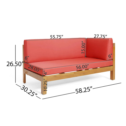 BRAVA X-BACK CORNER BENCH-R WITH COFFEE TABLE , RED Default -DTYStore