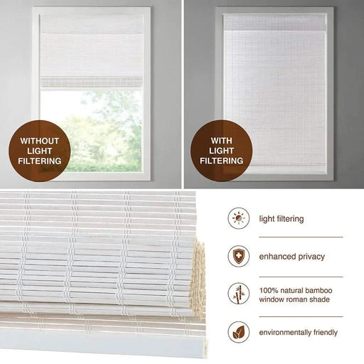Bamboo Light Filtering Roman Shade 64'L Default -DTYStore