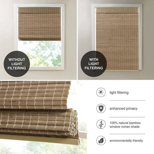 Bamboo Light Filtering Roman Shade 64'L Default -DTYStore