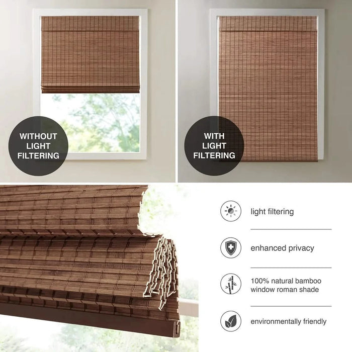 Bamboo Light Filtering Roman Shade 64'L Default -DTYStore