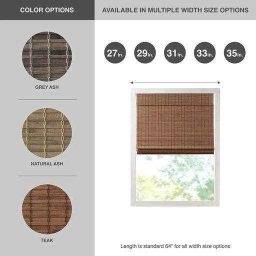 Bamboo Light Filtering Roman Shade 64'L Default -DTYStore