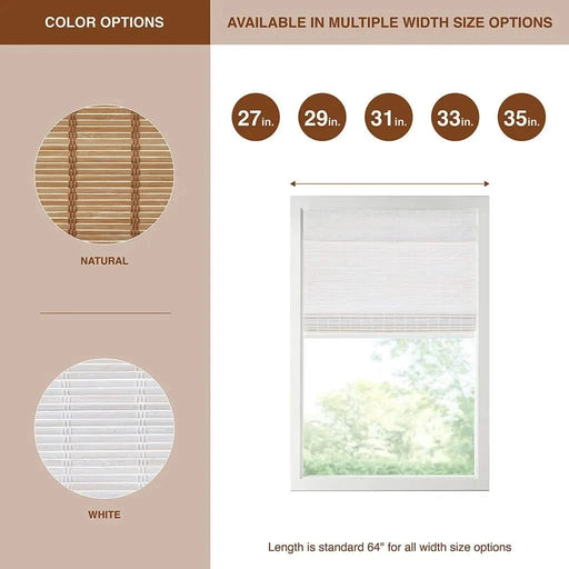 Bamboo Light Filtering Roman Shade 64'L Default -DTYStore