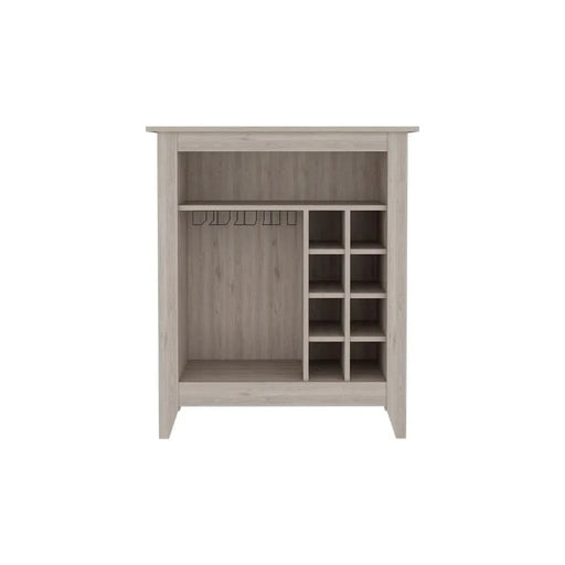 Bar Cabinet Castle, One Open Shelf, Six Wine Cubbies, Light Gray Finish Default -DTYStore