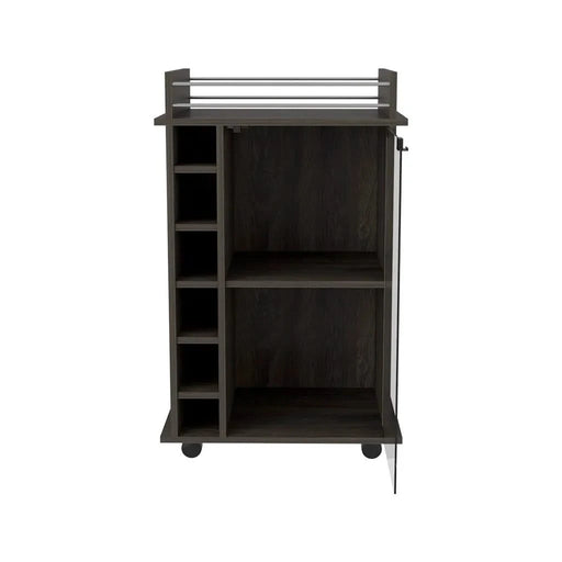 Bar Cart Baltimore, Six Wine Cubbies, Carbon Espresso Finish Default -DTYStore