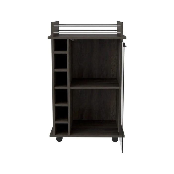 Bar Cart Baltimore, Six Wine Cubbies, Carbon Espresso Finish Default -DTYStore