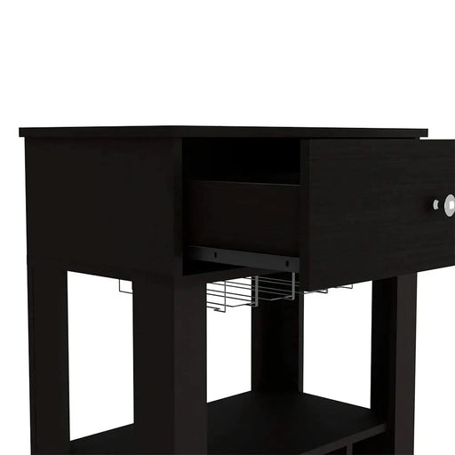 Bar Cart Bayamon, Twelve Wine Cubbies, Four Legs, Black Wengue Finish Default -DTYStore