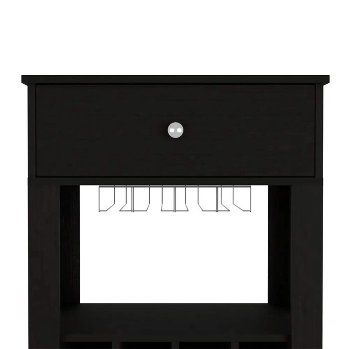 Bar Cart Bayamon, Twelve Wine Cubbies, Four Legs, Black Wengue Finish Default -DTYStore