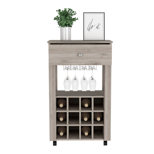 Bar Cart Bayamon, Twelve Wine Cubbies, Four Legs, Light Gray Finish Default -DTYStore