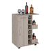 Bar Cart, Four Casters, Single Door Cabinet, Two External Shelves, Light Gray Default -DTYStore