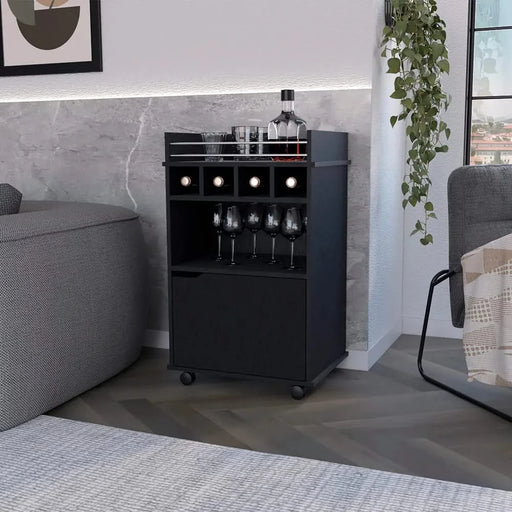 Bar Cart Kinsley, Living Room, Black Default -DTYStore