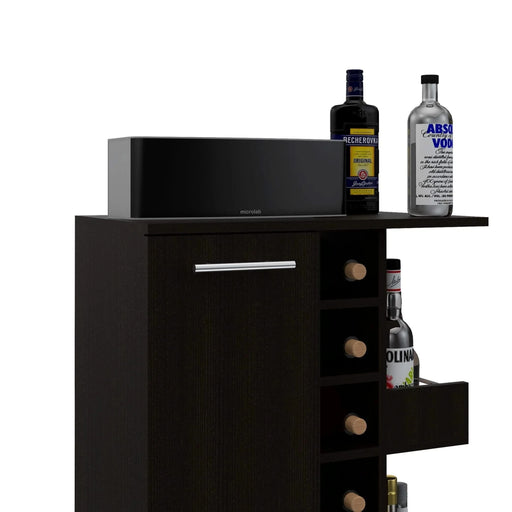 Bar Cart Wells, Four Casters, Black Wengue Finish Default -DTYStore