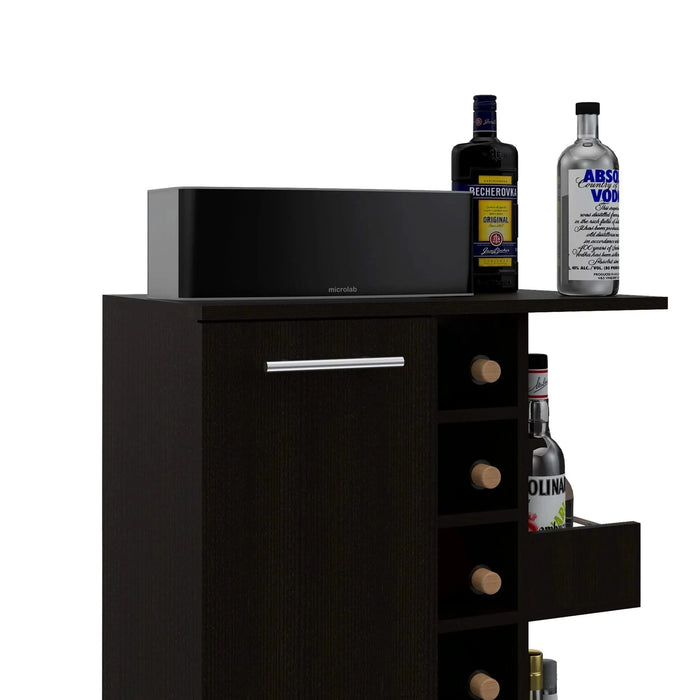 Bar Cart Wells, Four Casters, Black Wengue Finish Default -DTYStore
