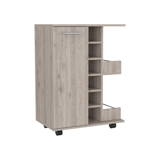 Bar Cart Wells, Four Casters, Light Gray Finish Default -DTYStore