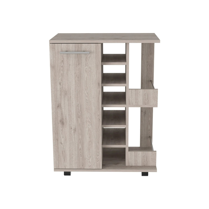 Bar Cart Wells, Four Casters, Light Gray Finish Default -DTYStore