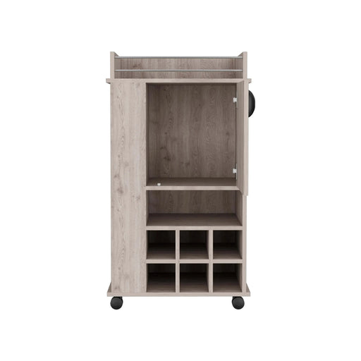 Bar Cart with 6 Built-in Wine Rack and Casters, Light Gray Default -DTYStore