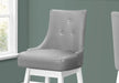 Bar Stool, Set Of 2, Swivel, Bar Height, White Wood, Grey Leather Look, Transitional Default -DTYStore