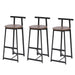 Bar Stool Set of 3 Counter Height Barstools with Back Armless Dining Chairs for Kitchen Island (Black & Walnut Brown) Default -DTYStore