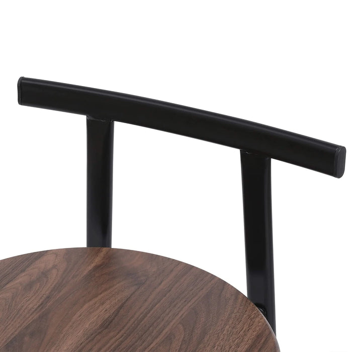 Bar Stool Set of 3 Counter Height Barstools with Back Armless Dining Chairs for Kitchen Island (Black & Walnut Brown) Default -DTYStore