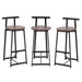 Bar Stool Set of 3 Counter Height Barstools with Back Armless Dining Chairs for Kitchen Island (Black & Walnut Brown) Default -DTYStore