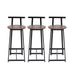 Bar Stool Set of 3 Counter Height Barstools with Back Armless Dining Chairs for Kitchen Island (Black & Walnut Brown) Default -DTYStore