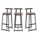 Bar Stool Set of 3 Counter Height Barstools with Back Armless Dining Chairs for Kitchen Island (Black & Walnut Brown) Default -DTYStore