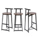 Bar Stool Set of 3 Counter Height Barstools with Back Armless Dining Chairs for Kitchen Island (Black & Walnut Brown) Default -DTYStore