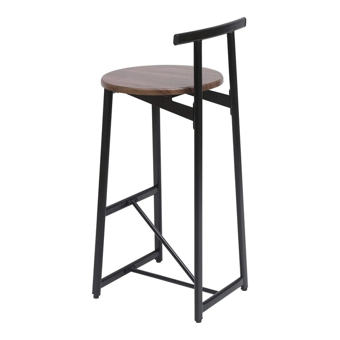 Bar Stool Set of 3 Counter Height Barstools with Back Armless Dining Chairs for Kitchen Island (Black & Walnut Brown) Default -DTYStore