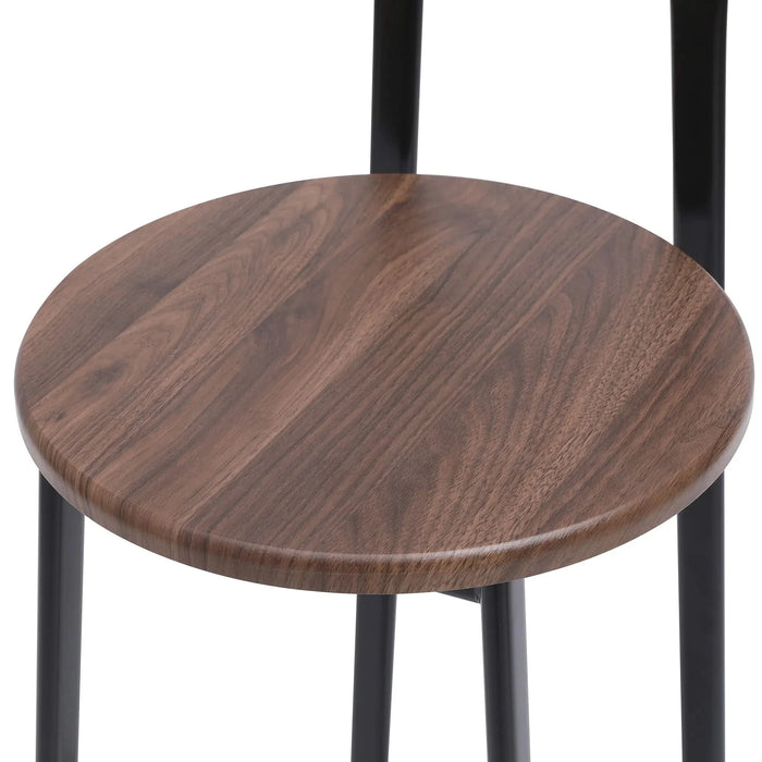 Bar Stool Set of 3 Counter Height Barstools with Back Armless Dining Chairs for Kitchen Island (Black & Walnut Brown) Default -DTYStore