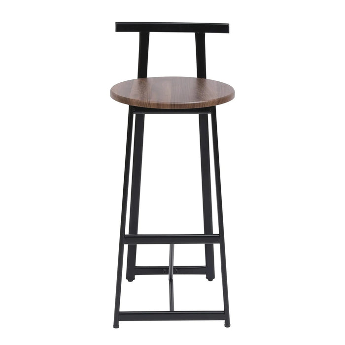 Bar Stool Set of 3 Counter Height Barstools with Back Armless Dining Chairs for Kitchen Island (Black & Walnut Brown) Default -DTYStore