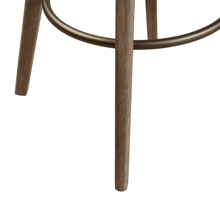 Bar Stool with Swivel Seat in Sand Polyester and Reclaimed Grey Wood Default -DTYStore