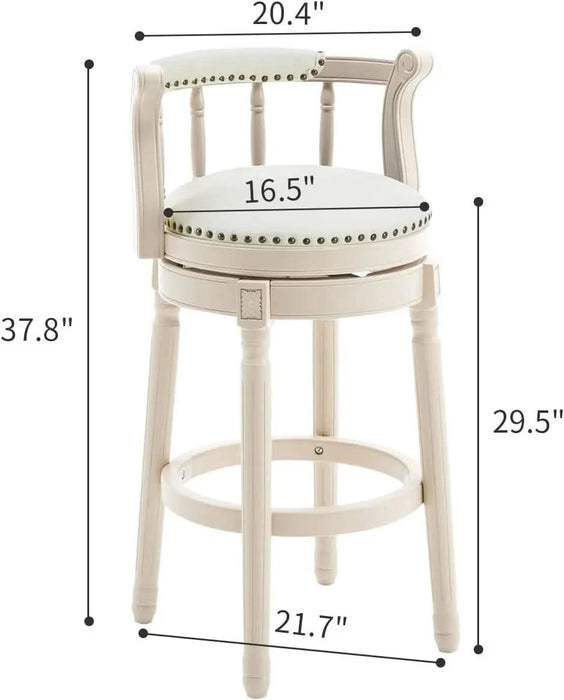 Bar Stools Seat Height 29.5'' Leather Wooden Bar Stools(WHITE 1pc) Default -DTYStore