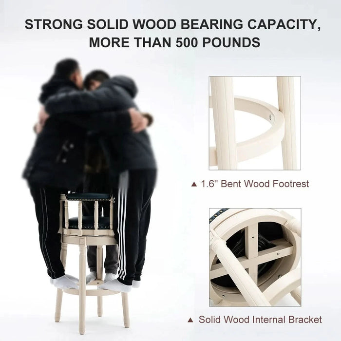 Bar Stools Seat Height 29.5'' Leather Wooden Bar Stools(WHITE 1pc) Default -DTYStore