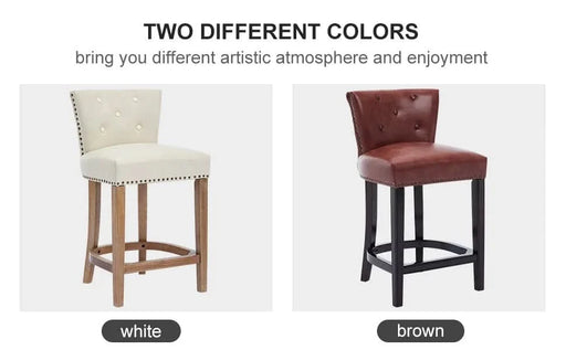 Bar Stools Set of 2,Seat Height 26'' Leather Wooden Bar Stools(Beige 2pc) Default -DTYStore