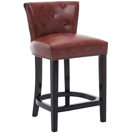 Bar Stools Set of 2,Seat Height 26'' Leather Wooden Bar Stools(Brown 2pc) Default -DTYStore