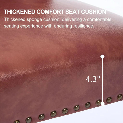 Bar Stools Set of 2,Seat Height 26'' Leather Wooden Bar Stools(Brown 2pc) Default -DTYStore