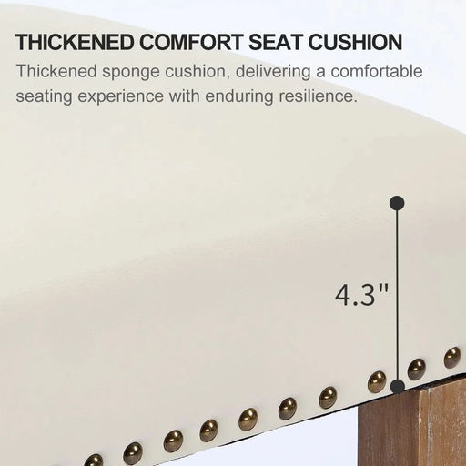 Bar Stools Set of 2,Seat Height 29.5'' Leather Wooden Bar Stools(Beige 2pc) Default -DTYStore