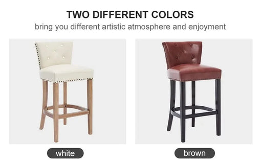 Bar Stools Set of 2,Seat Height 29.5'' Leather Wooden Bar Stools(Beige 2pc) Default -DTYStore