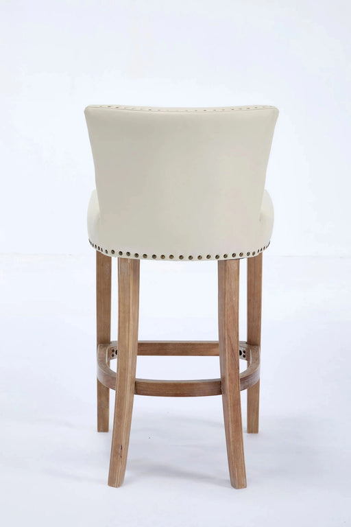 Bar Stools Set of 2,Seat Height 29.5'' Leather Wooden Bar Stools(Beige 2pc) Default -DTYStore