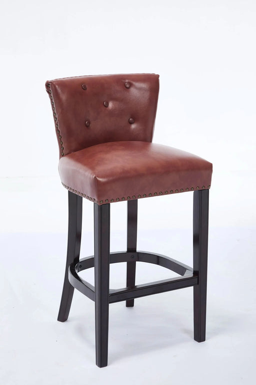 Bar Stools Set of 2,Seat Height 29.5'' Leather Wooden Bar Stools(Brown 2pc) Default -DTYStore