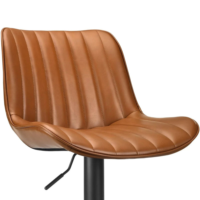 Bar Stools Set of 2, Swivel Adjustable Barstools, Bar Height Stools with Back Support, PU Leather Counter Height Bar Chairs for Kitchen Island Rustic Barstool, Brown Default -DTYStore