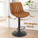 Bar Stools Set of 2, Swivel Adjustable Barstools, Bar Height Stools with Back Support, PU Leather Counter Height Bar Chairs for Kitchen Island Rustic Barstool, Brown Default -DTYStore