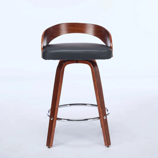 Bar Stools Set of 2, Swivel Bar Height Stools with Low Back, Wood Bar Chairs with Soft Cushion Seat, 25-Inch Seat Height (Black, 25' Counter Height) Default -DTYStore