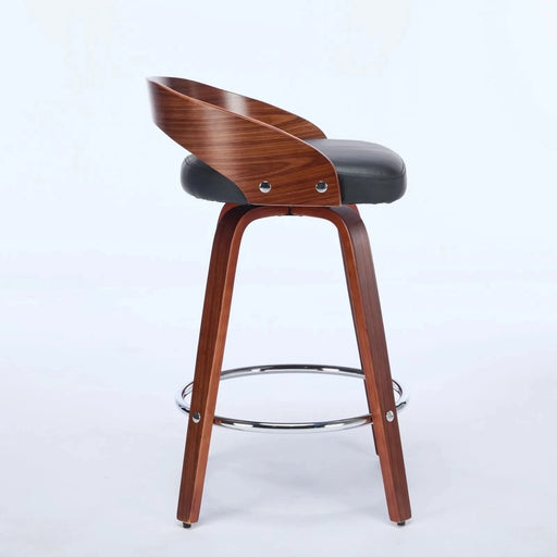 Bar Stools Set of 2, Swivel Bar Height Stools with Low Back, Wood Bar Chairs with Soft Cushion Seat, 25-Inch Seat Height (Black, 25' Counter Height) Default -DTYStore