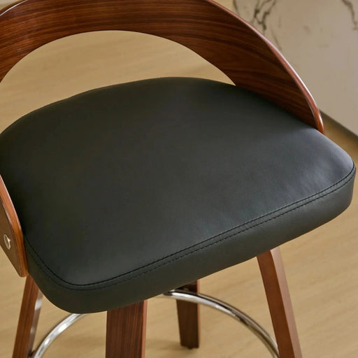 Bar Stools Set of 2, Swivel Bar Height Stools with Low Back, Wood Bar Chairs with Soft Cushion Seat, 25-Inch Seat Height (Black, 25' Counter Height) Default -DTYStore