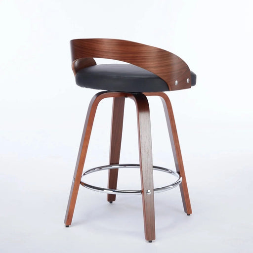 Bar Stools Set of 2, Swivel Bar Height Stools with Low Back, Wood Bar Chairs with Soft Cushion Seat, 25-Inch Seat Height (Black, 25' Counter Height) Default -DTYStore