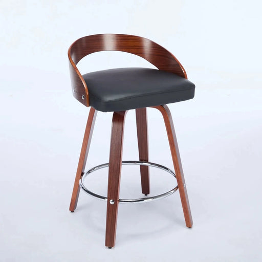 Bar Stools Set of 2, Swivel Bar Height Stools with Low Back, Wood Bar Chairs with Soft Cushion Seat, 25-Inch Seat Height (Black, 25' Counter Height) Default -DTYStore