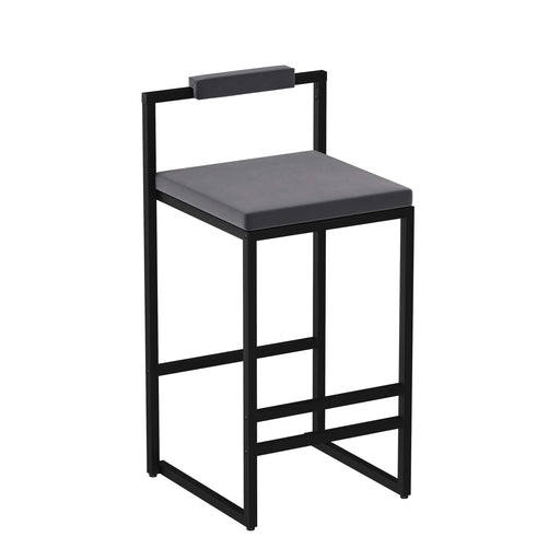 Bar Stools Upholstered Velvet Counter Height Barstools for Kitchen Island Set of 2 Modern Dining Chairs with Footrest & Backrest (Black & Gray) Default -DTYStore