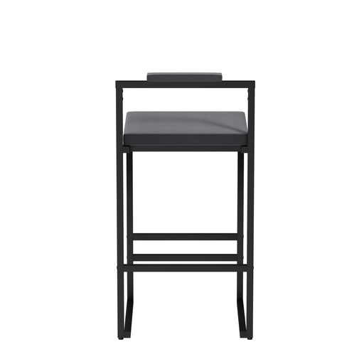 Bar Stools Upholstered Velvet Counter Height Barstools for Kitchen Island Set of 2 Modern Dining Chairs with Footrest & Backrest (Black & Gray) Default -DTYStore