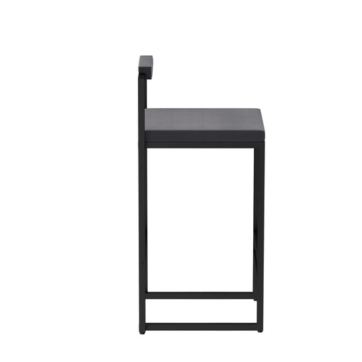 Bar Stools Upholstered Velvet Counter Height Barstools for Kitchen Island Set of 2 Modern Dining Chairs with Footrest & Backrest (Black & Gray) Default -DTYStore